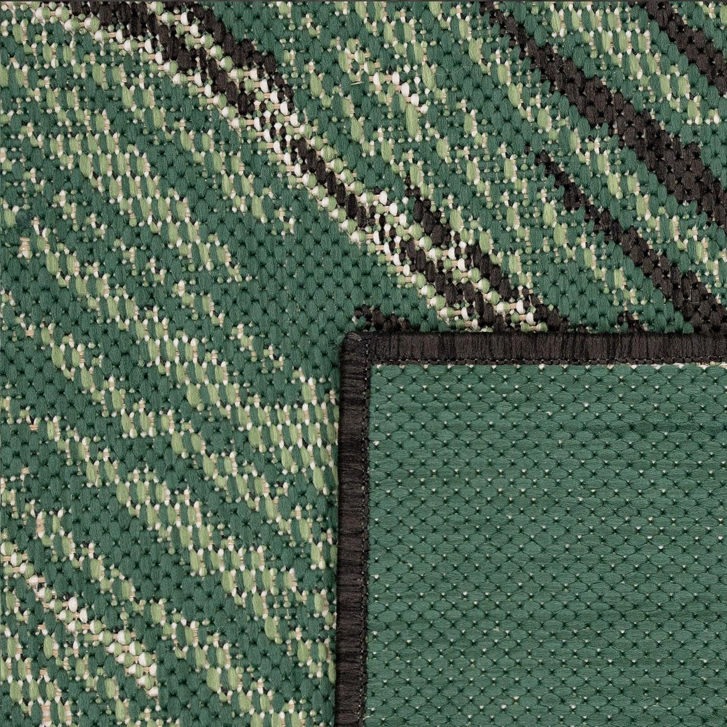 Outdoor Rug Ostende Jungle Leaves - Black Green