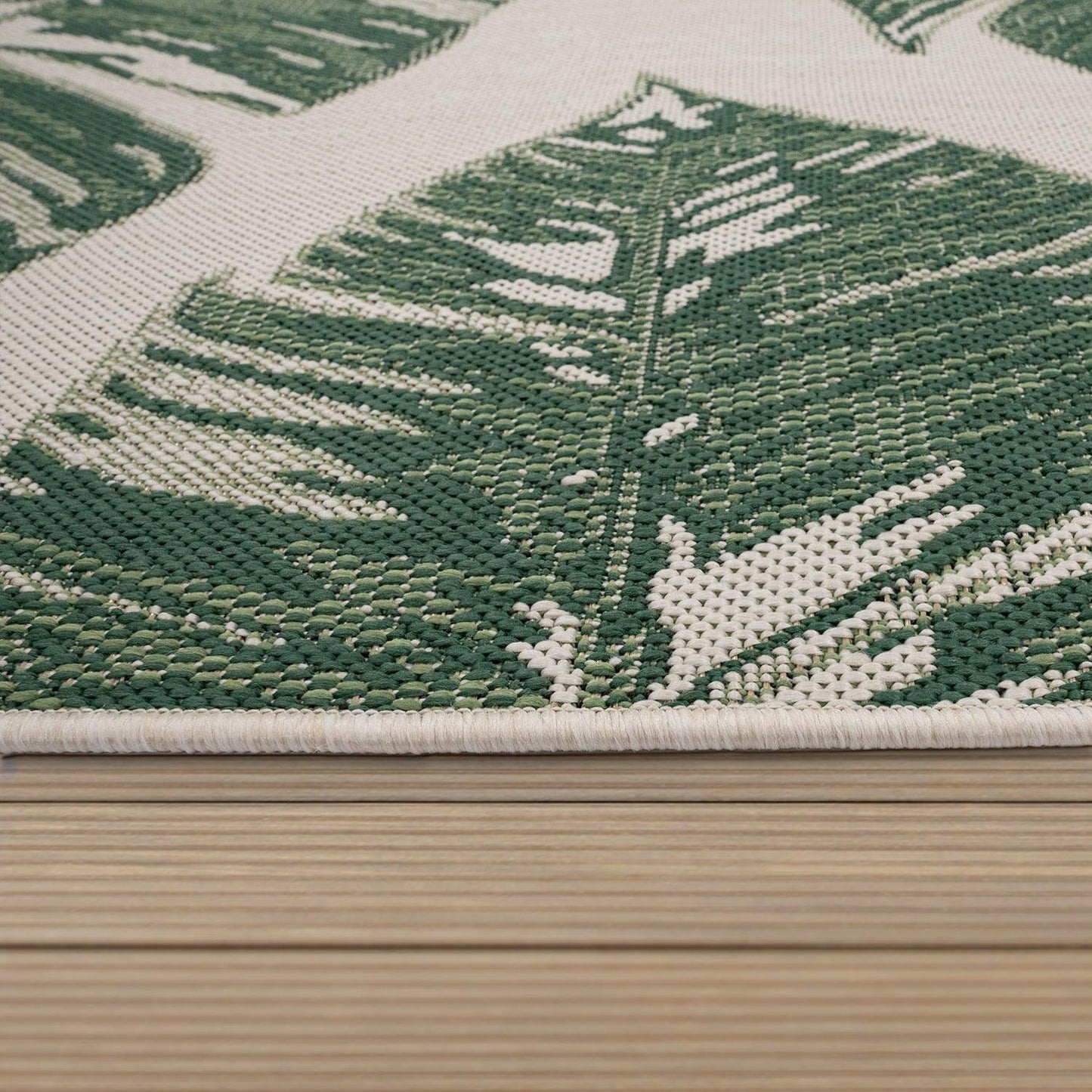 In & Outdoor Rug Ostende Jungle Leaves - Cream Green