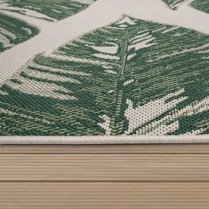 In & Outdoor Rug Ostende Jungle Leaves - Cream Green