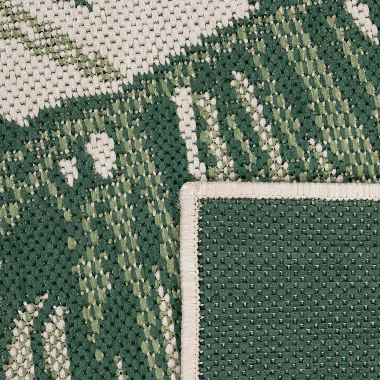In & Outdoor Rug Ostende Jungle Leaves - Cream Green