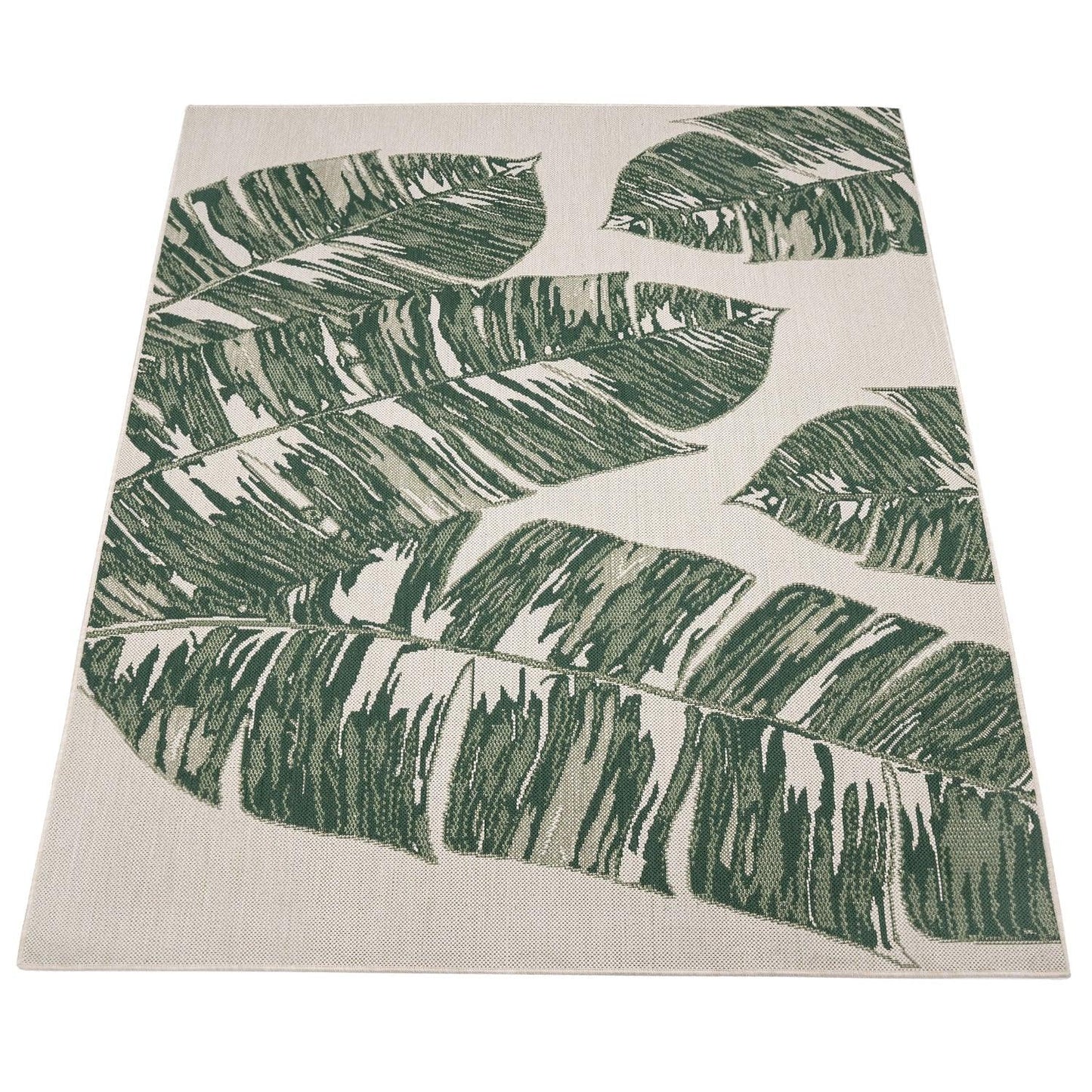 In & Outdoor Rug Ostende Jungle Leaves - Cream Green
