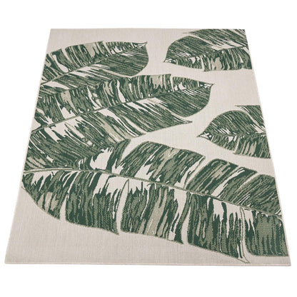 In & Outdoor Rug Ostende Jungle Leaves - Cream Green