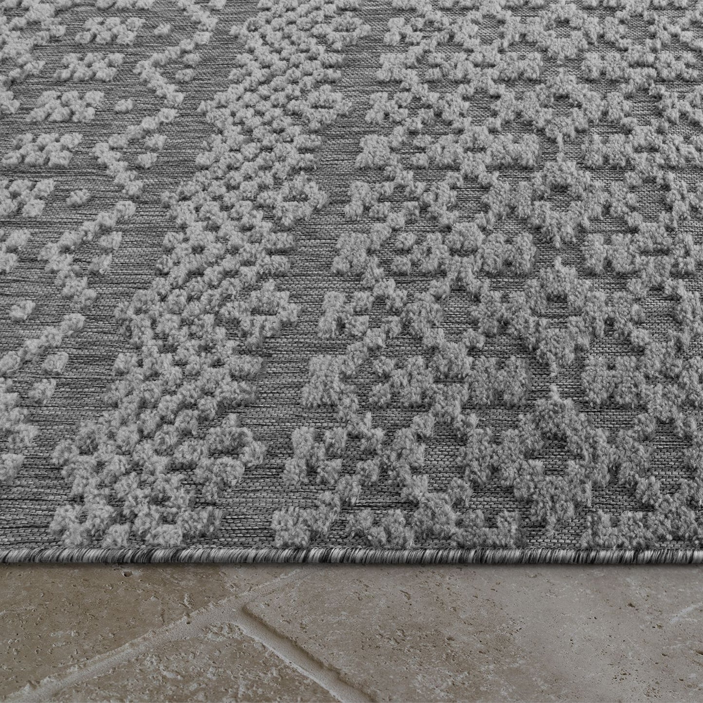 Outdoor Rug Marrakesh High/Low Effect Trellis in Anthracite