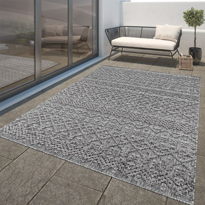 Outdoor Rug Marrakesh High/Low Effect Trellis in Anthracite