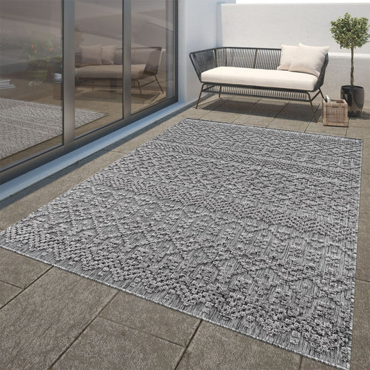 Outdoor Rug Marrakesh High/Low Effect Trellis in Anthracite