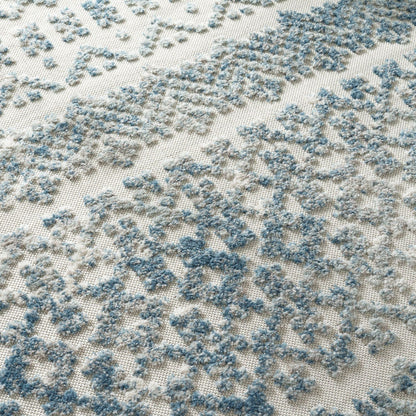Outdoor Rug Marrakesh High/Low Effect Trellis in Turquoise Cream