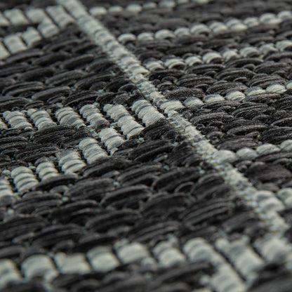Outdoor Rug Illusion Modern Ethnic Pattern - Black Grey