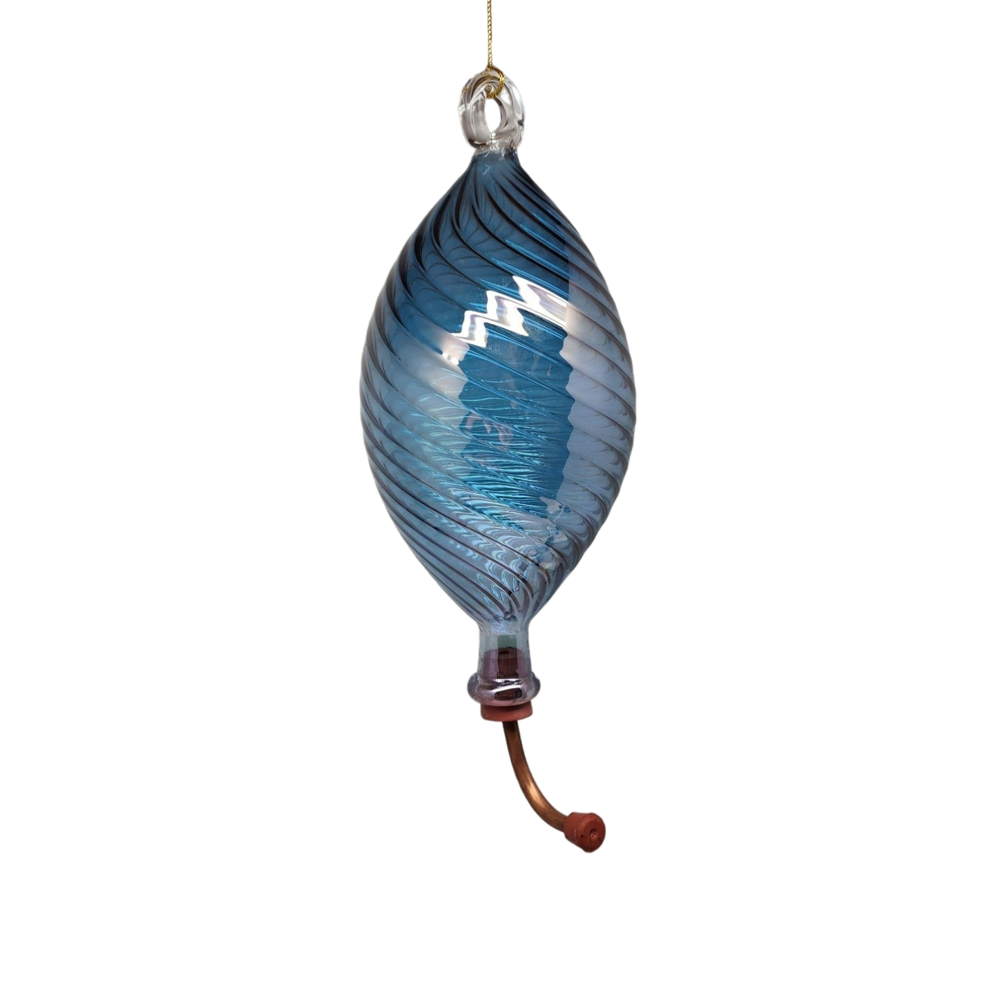 Egyptian Museum Collection Mouth-Blown Glass Single Hummingbird Feeder – Handcrafted Etched Pyrex Garden Feeder