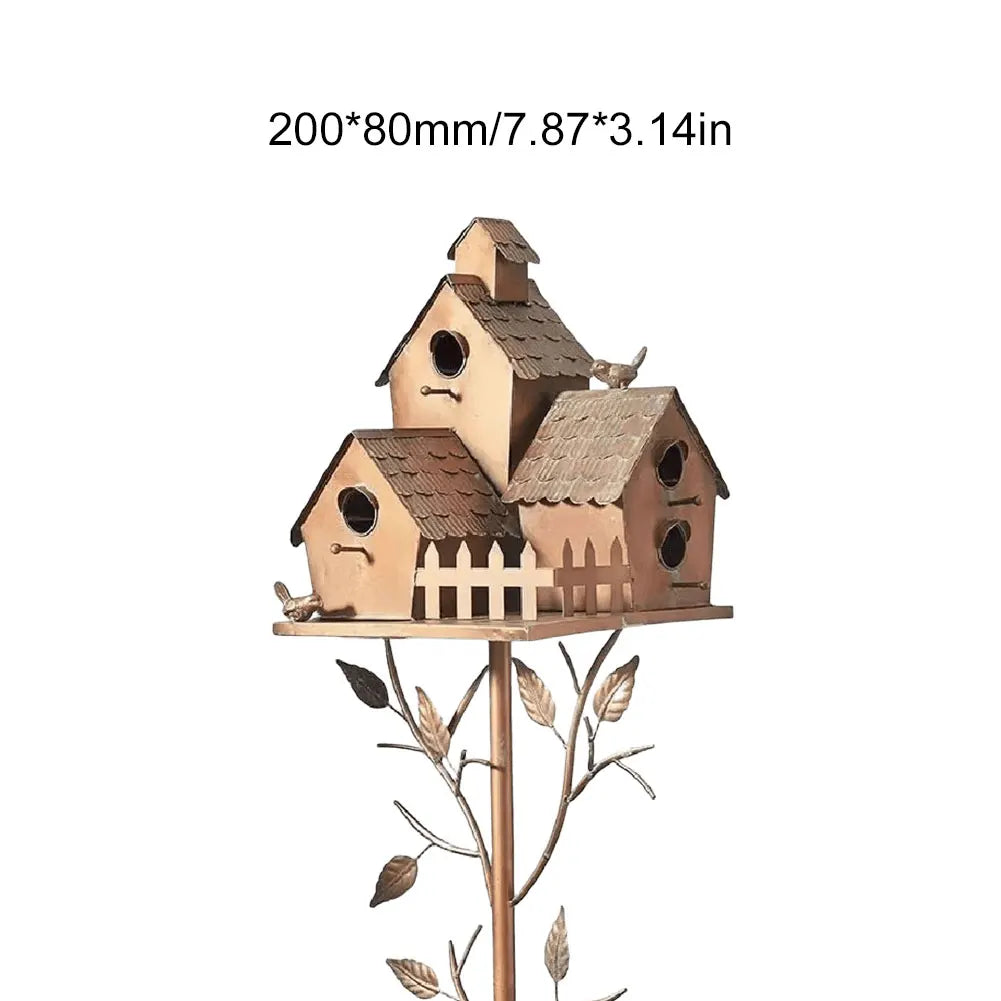 Metal Birdhouse Garden Stakes for Outdoor Decor