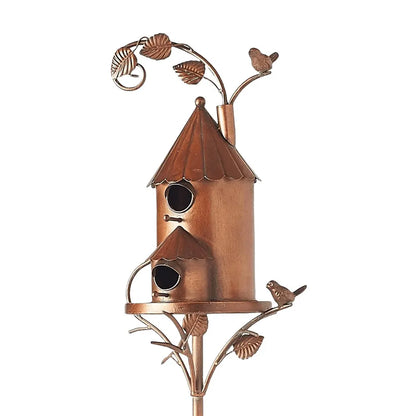 Metal Birdhouse Garden Stakes for Outdoor Decor