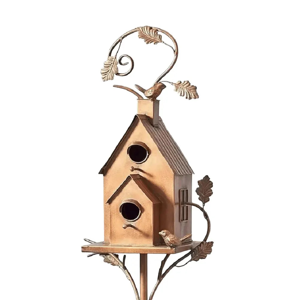 Metal Birdhouse Garden Stakes for Outdoor Decor