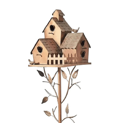 Metal Birdhouse Garden Stakes for Outdoor Decor