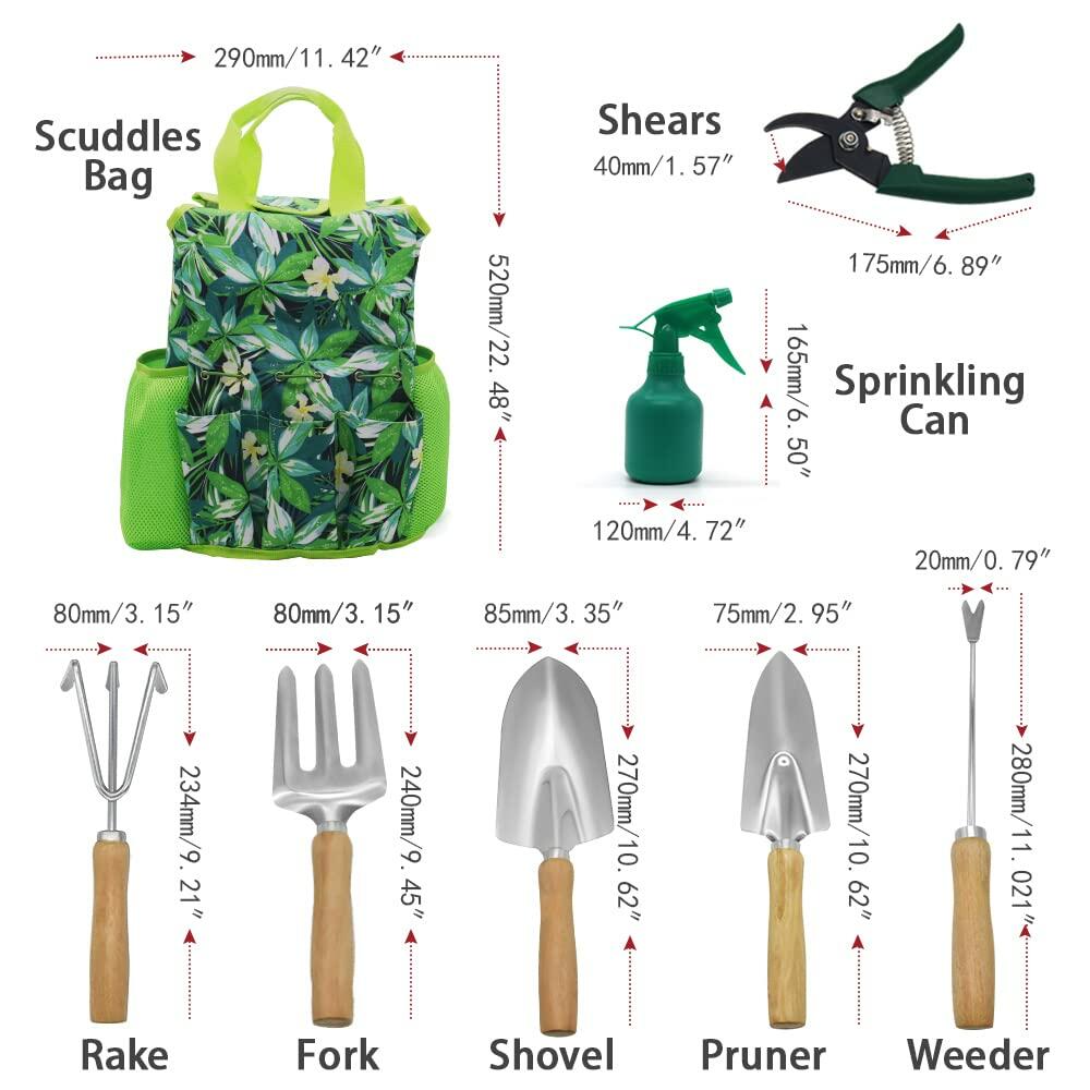 9-Piece All-in-One Garden Tool Set with Heavy Duty Tote