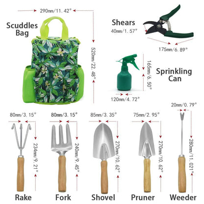 9-Piece All-in-One Garden Tool Set with Heavy Duty Tote