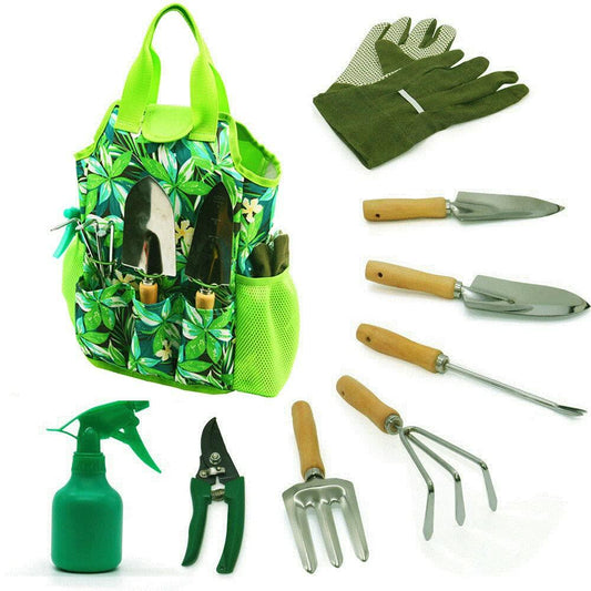 9-Piece All-in-One Garden Tool Set with Heavy Duty Tote