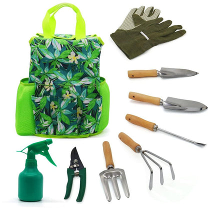 9-Piece All-in-One Garden Tool Set with Heavy Duty Tote