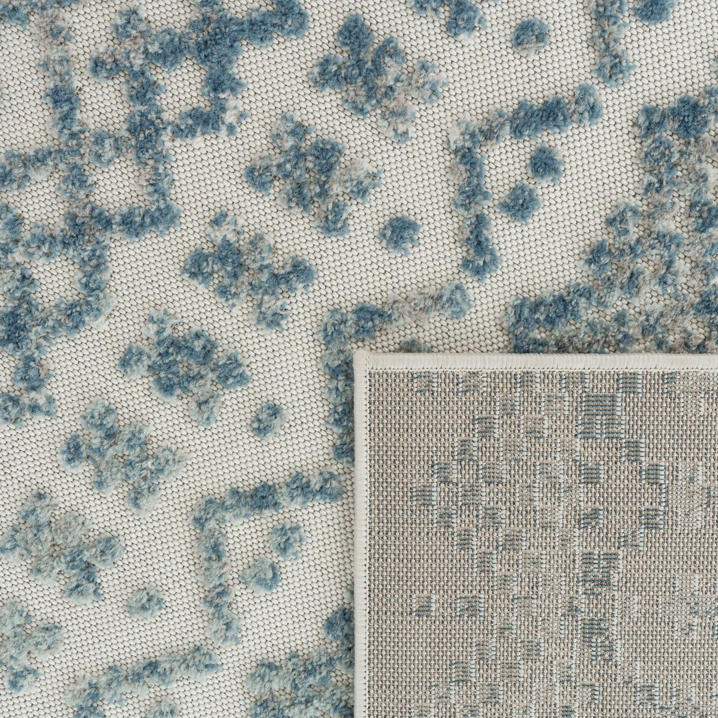 Outdoor Rug Marrakesh High/Low Effect Trellis in Turquoise Cream