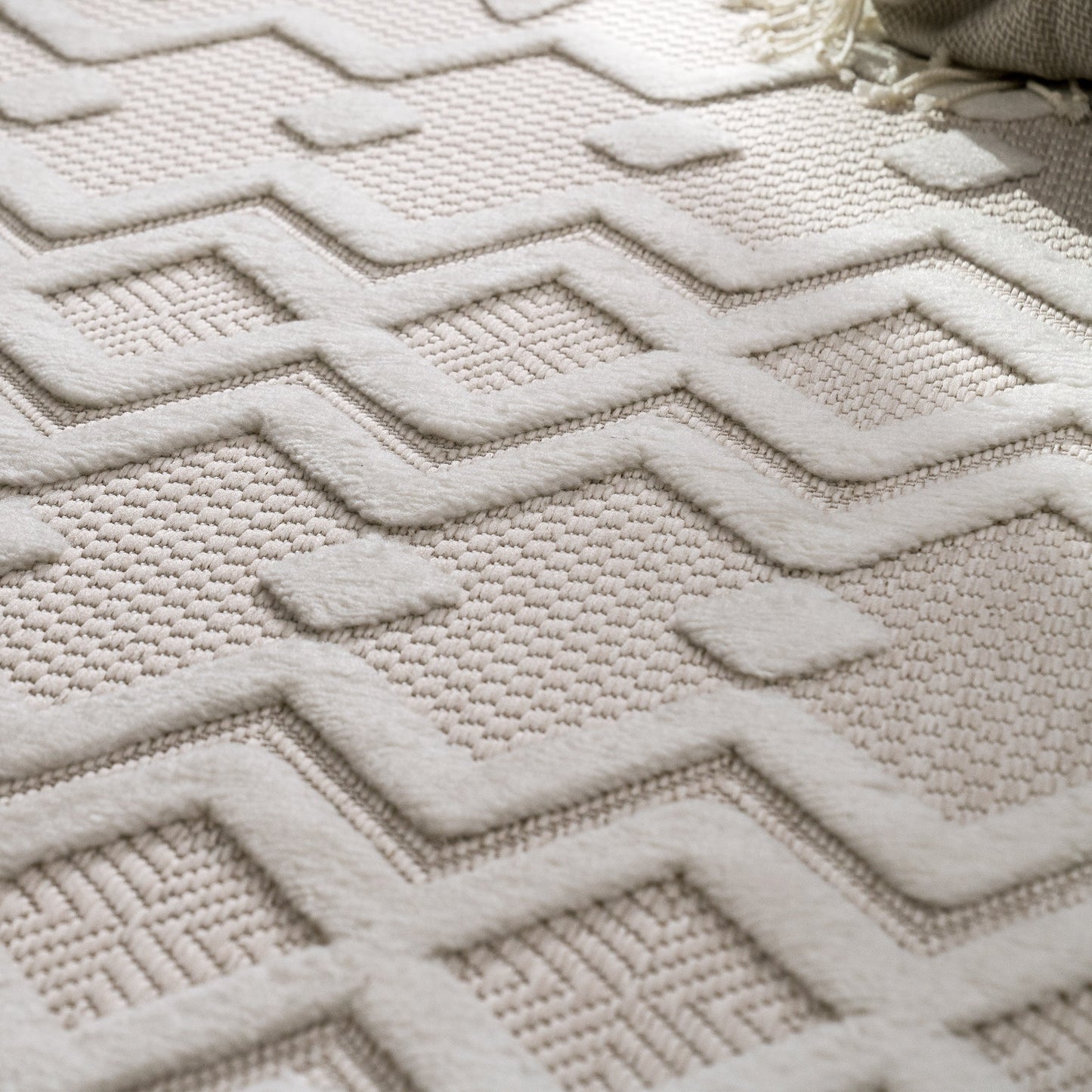 Outdoor Rug Livorno Geometric Trellis Pattern In Cream