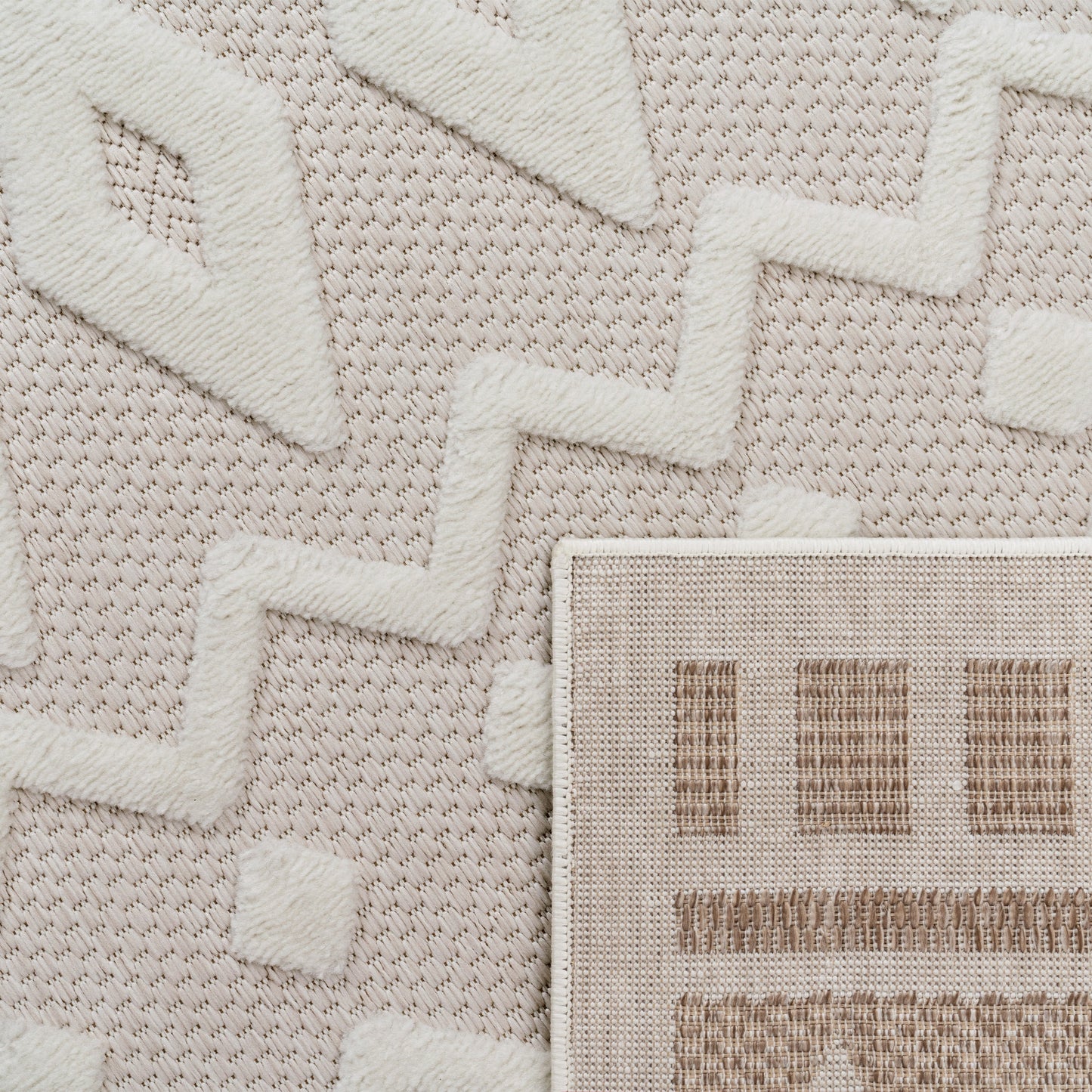 Outdoor Rug Livorno Geometric Trellis Pattern In Cream