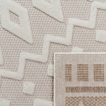 Outdoor Rug Livorno Geometric Trellis Pattern In Cream