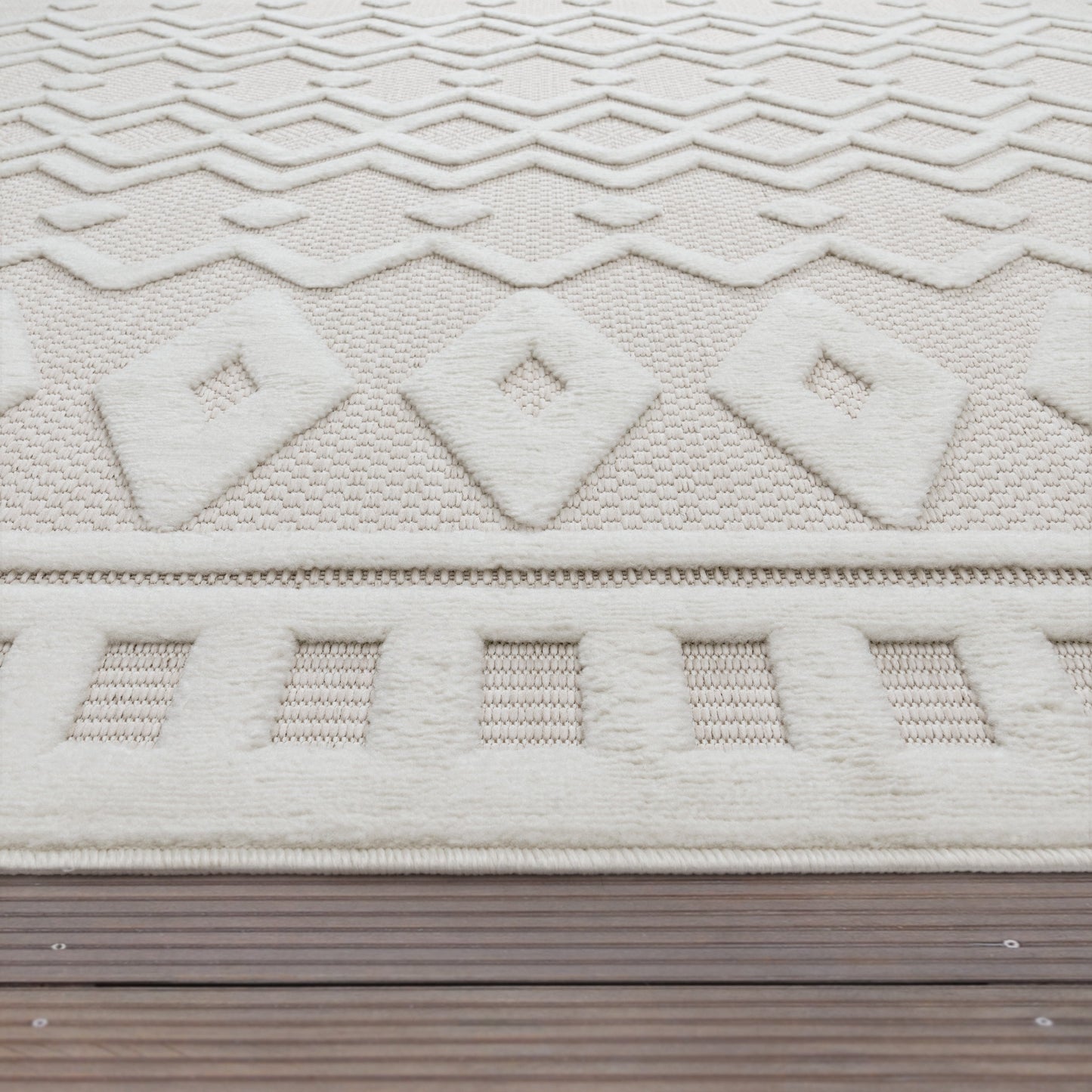 Outdoor Rug Livorno Geometric Trellis Pattern In Cream