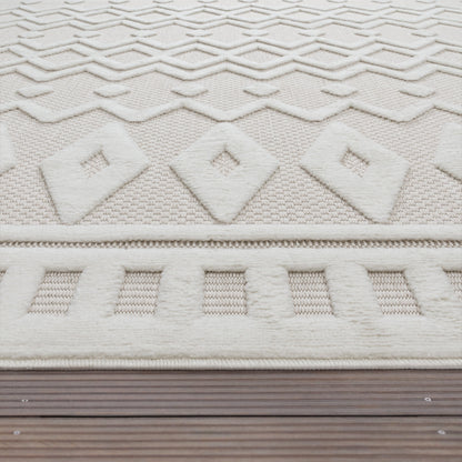Outdoor Rug Livorno Geometric Trellis Pattern In Cream