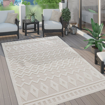 Outdoor Rug Livorno Geometric Trellis Pattern In Cream