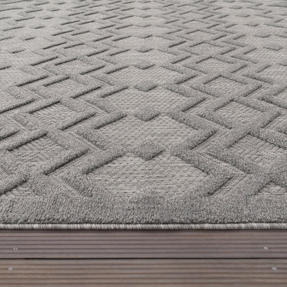 Outdoor Rug Livorno Geometric Pattern In Grey