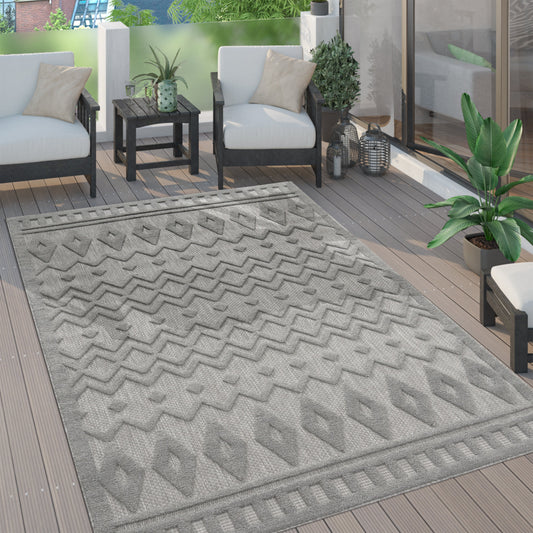 Outdoor Rug Livorno Geometric Pattern In Grey