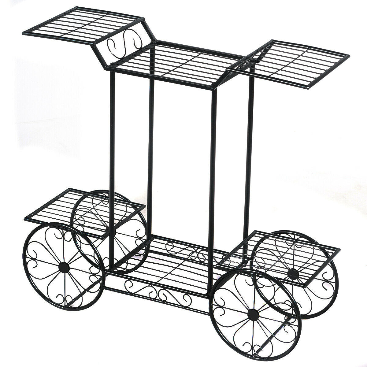 6-Tier Metal Plant Stand – Garden Cart Style Display Rack