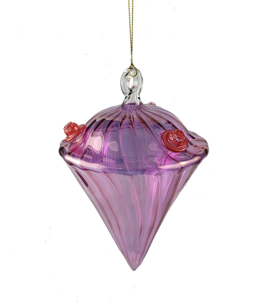 Handcrafted Triple Diamond Purple Glass Hummingbird Feeder – Egyptian Museum Collection Mouth-Blown Pyrex Glass