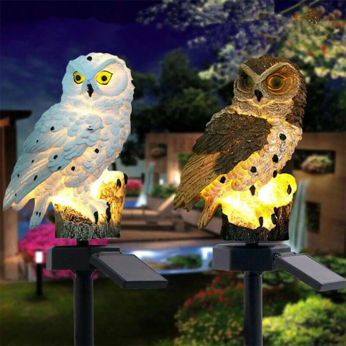 Solar Powered Resin Owl LED Light for Pathways, Lawns, and Gardens