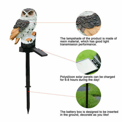 Solar Powered Resin Owl LED Light for Pathways, Lawns, and Gardens