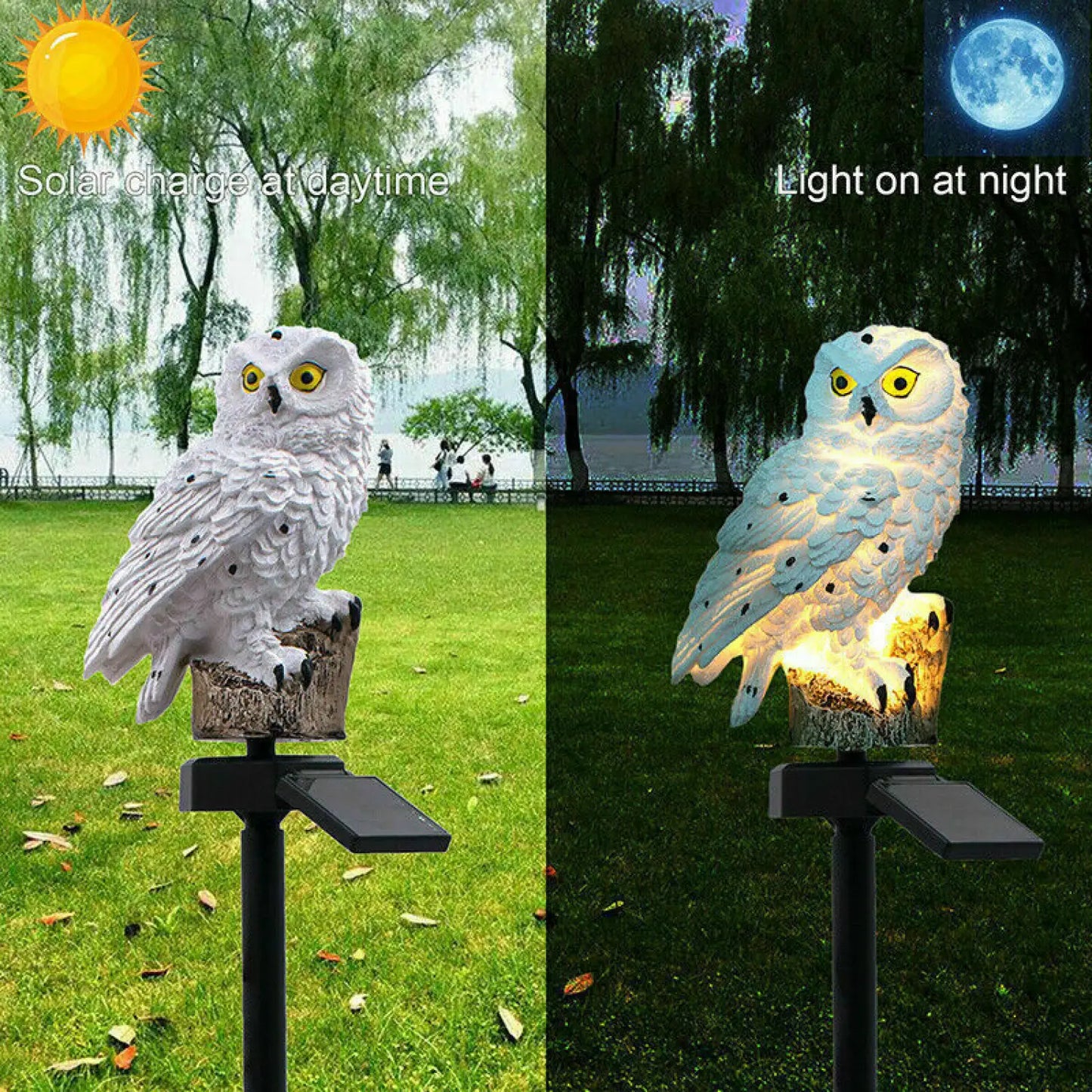 Solar Powered Resin Owl LED Light for Pathways, Lawns, and Gardens