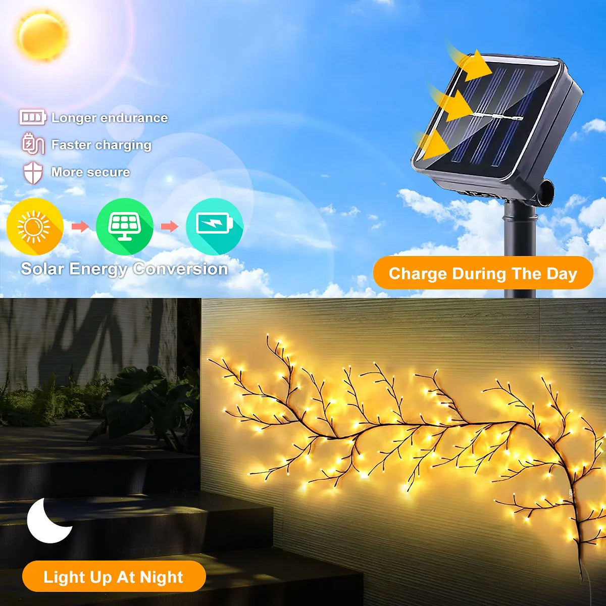 Solar Willow Vine Lights | Waterproof Outdoor Fairy Lights | Alta's Garden
