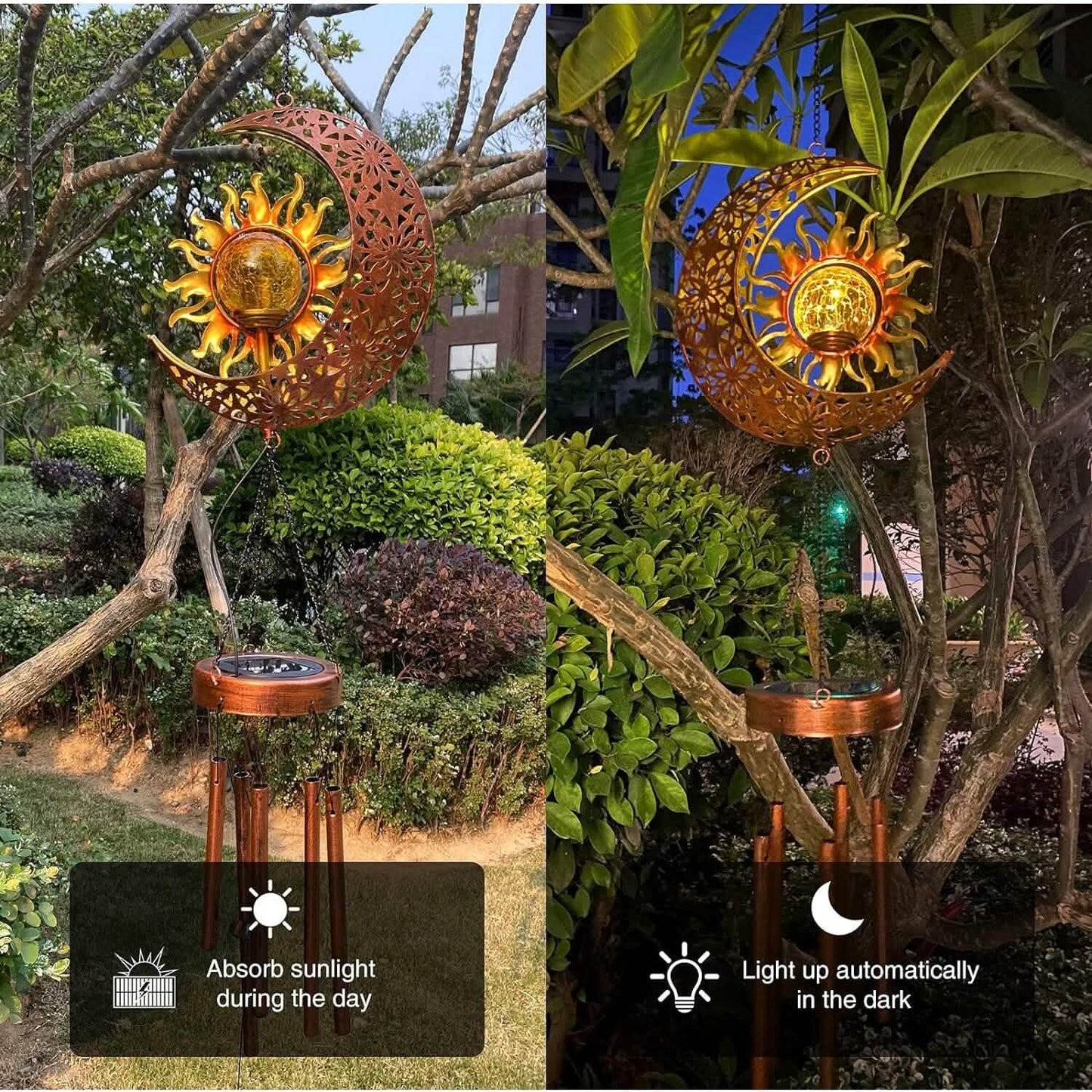 Solar LED Wind Chimes – Decorative Hanging Garden Light for Patio, Porch & Outdoor Décor