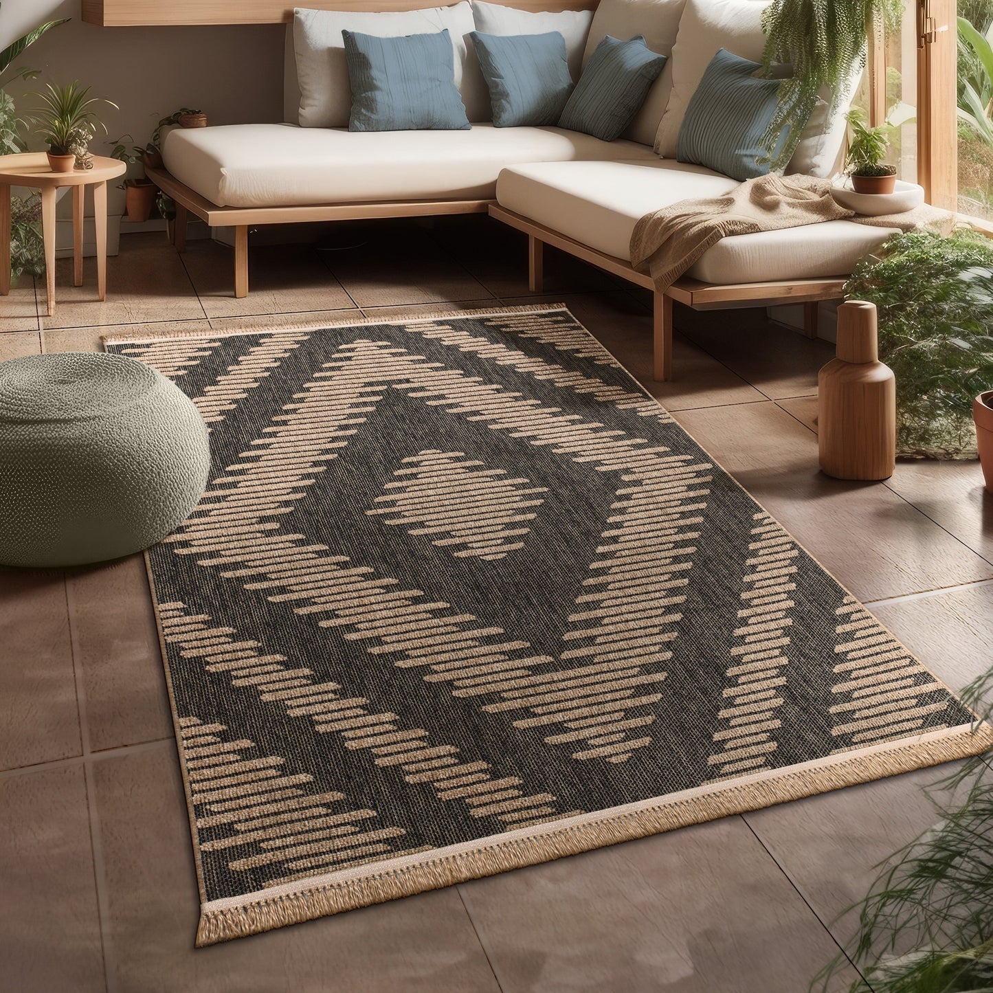 In & Outdoor Rug Cologne with Bohemian Diamond Pattern