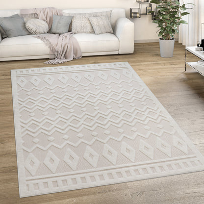 Outdoor Rug Livorno Geometric Trellis Pattern In Cream