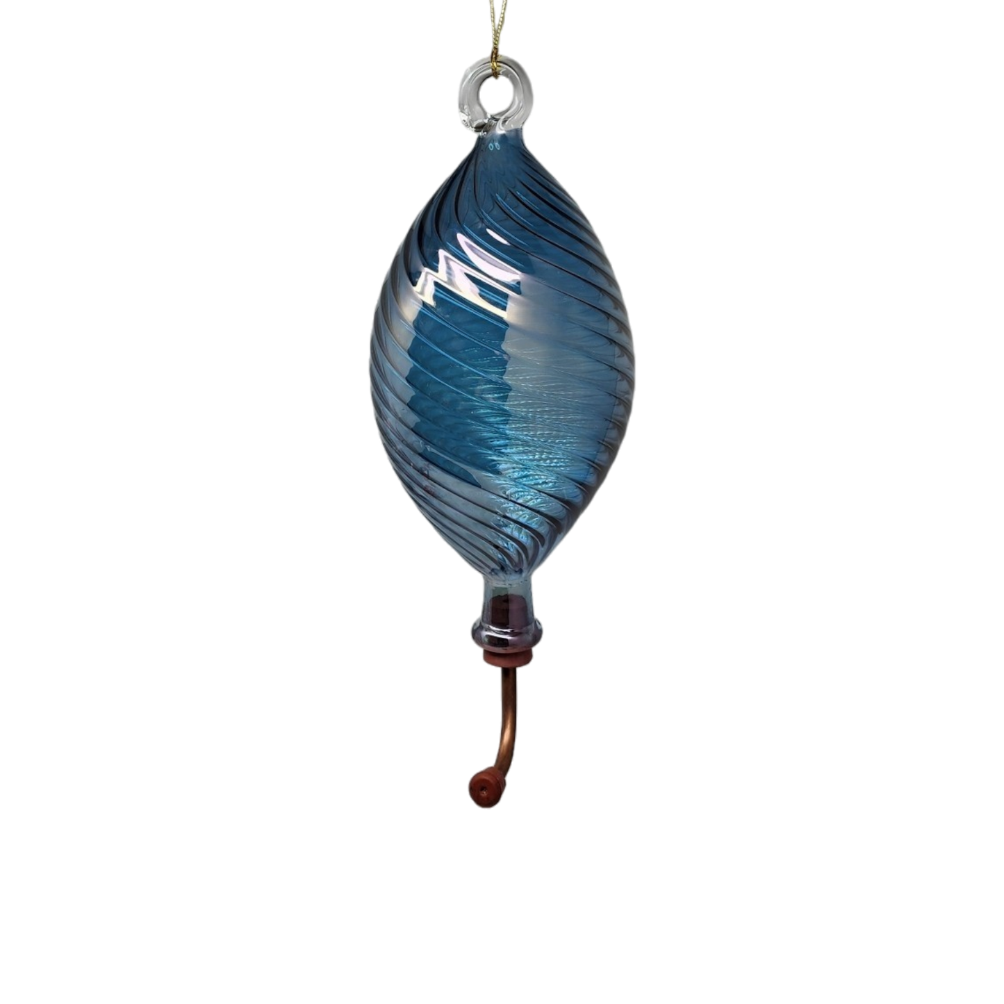 Egyptian Museum Collection Mouth-Blown Glass Single Hummingbird Feeder – Handcrafted Etched Pyrex Garden Feeder
