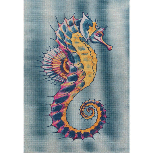 Tropical Seahorse  Multicolored Indoor/Outdoor Area Rug